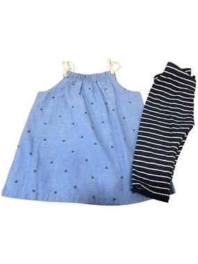 Nautica Light Blue Chambray Tank and Navy Striped  Set 24 Months